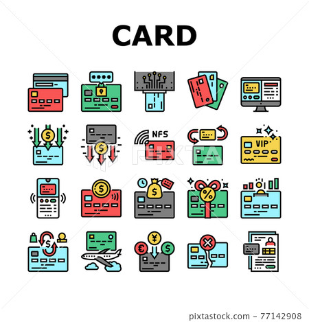 Plastic Card Payment Collection Icons Set Vector Plastic Card Payment Collection Icons Set Vector 77142908
