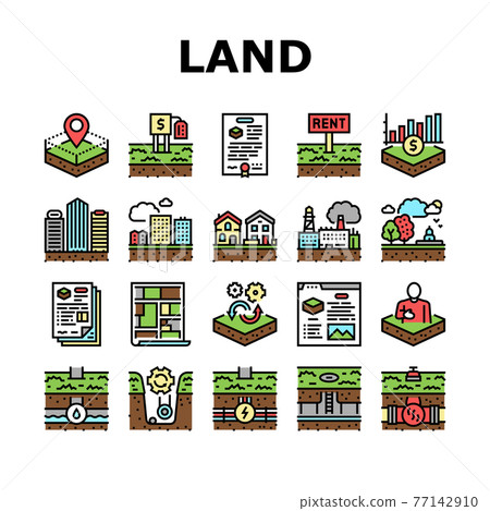 Land Property Business Collection Icons Set Vector Land Property Business Collection Icons Set Vector 77142910