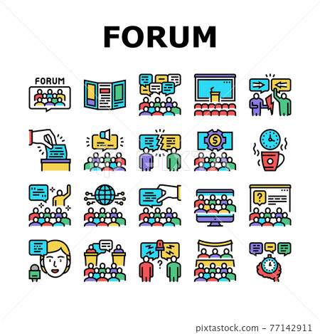 Forum People Meeting Collection Icons Set Vector Forum People Meeting Collection Icons Set Vector 77142911