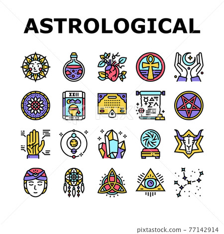 Astrological Objects Collection Icons Set Vector 77142914