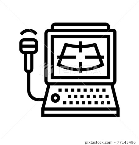 ultrasound radiology computer line icon vector illustration 77143496