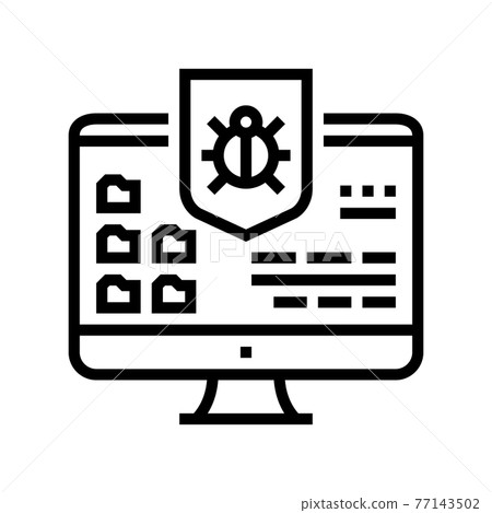 anti-virus computer protect line icon vector... - Stock Illustration ...