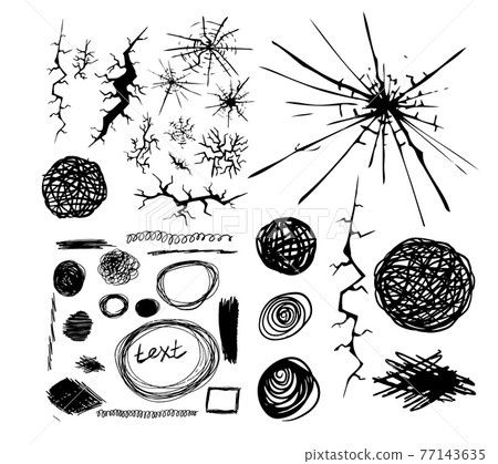 Black cracks set. A set of lines and hatches. Vector illustration 77143635