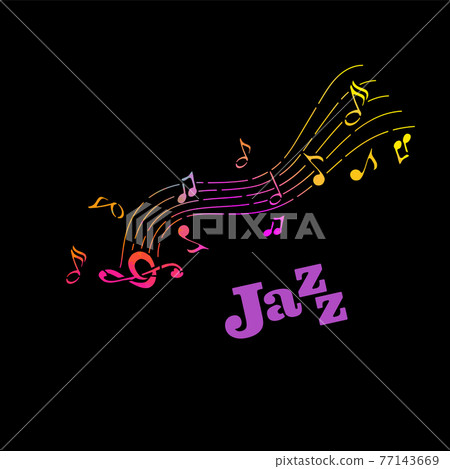 Abstraction of the note. Multicolored musical abstraction jazz. Vector illustration Abstraction of the note. Multicolored musical abstraction jazz. Vector illustration 77143669