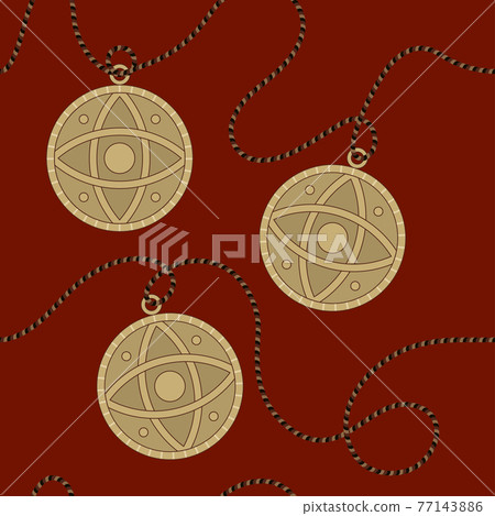 seamless pattern of talismans on a string 77143886