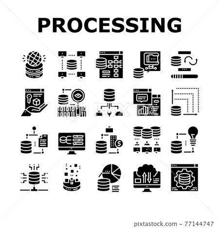 Digital Processing Collection Icons Set Vector... - Stock Illustration ...