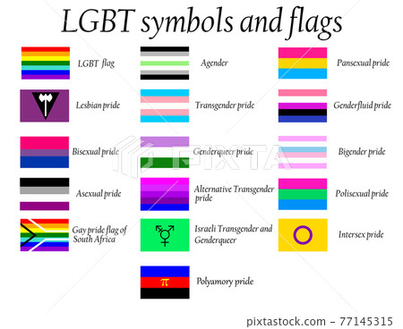 LGBT Official Pride Flag Collection, Lesbian, Gay, Bisexual and Transgender . Collection of Signs for People of Different Sexual Orientations. LGBT Official Pride Flag Collection, Lesbian, Gay, Bisexual and Transgender . Collection of Signs for People of Different Sexual Orientations. 77145315