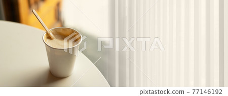 take away hot coffee paper cup refreshment food and drink banner background take away hot coffee paper cup refreshment food and drink banner background 77146192