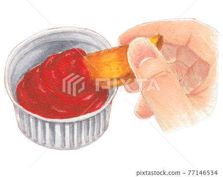 手繪食品和飲料菜單番茄醬 77146534