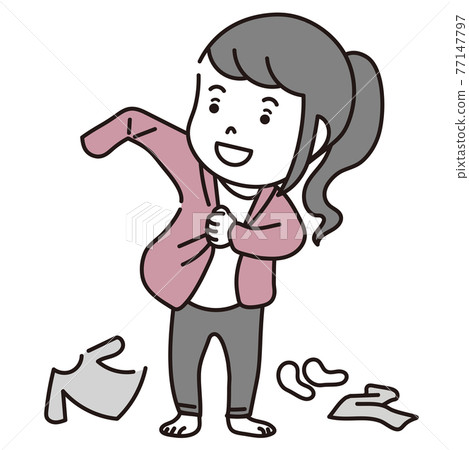 Illustration material of a girl changing clothes 77147797