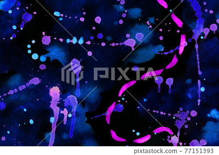 Abstract watercolor dark neon background. Hand-painted texture Abstract watercolor dark neon background. Hand-painted texture 77151393