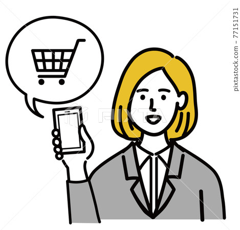 Female blonde young suit vector pop online shopping 77151731
