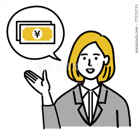 Female blonde young suit vector pop money cash 77151733