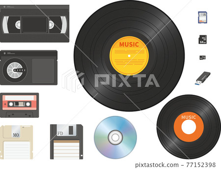Image illustration set of recording media (digital and analog) 77152398