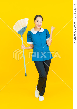 Portrait beautiful young asian woman maid and housekeeping 77154234