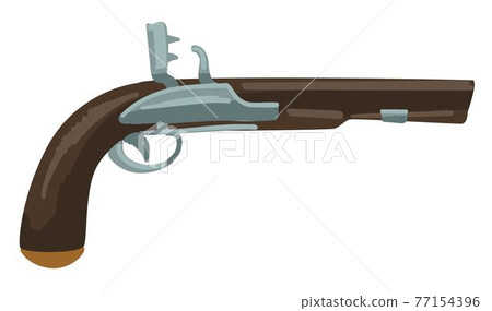 Antique firearm, vintage pistol, retro weapon 77154396