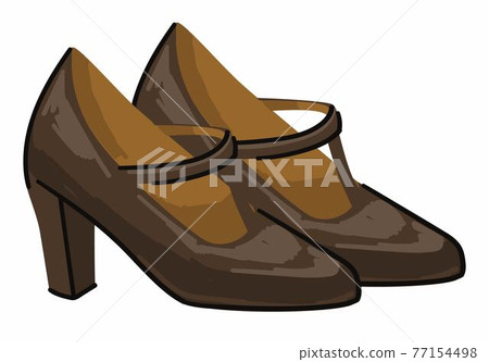Vintage female shoes on high heel with straps Vintage female shoes on high heel with straps 77154498