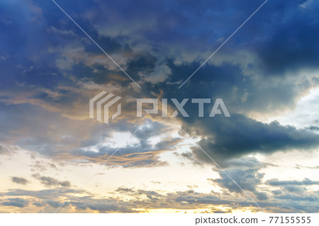 blue bright dramatic sunset sky in countryside or beach colorful cloudscape texture air background. blue bright dramatic sunset sky in countryside or beach colorful cloudscape texture air background. 77155555