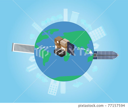 relocate job to move house and work overseas vector 77157594