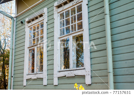 KOUVOLA, FINLAND - OCTOBER 15, 2018: Beautiful autumn in old rustic museum district of Kouvola - Kaunisnurmi KOUVOLA, FINLAND - OCTOBER 15, 2018: Beautiful autumn in old rustic museum district of Kouvola - Kaunisnurmi 77157631