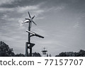 Anemometer and blue sky-monochrome 77157707