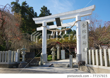 金邊美水神社的白色鳥居門(宮城縣岩沼市) 金邊美水神社的白色鳥居門(宮城縣岩沼市) 77157815