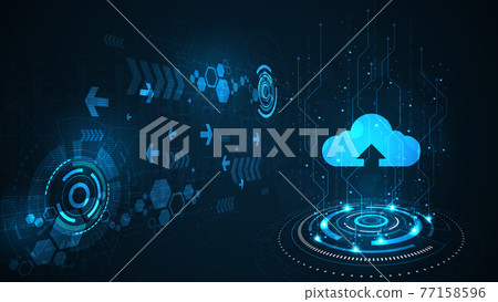 Interface of digital data transfer via cloud. 77158596