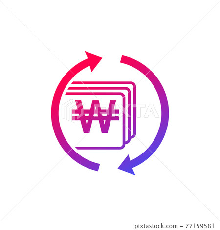 Won exchange icon, korean money vector sign Won exchange icon, korean money vector sign 77159581