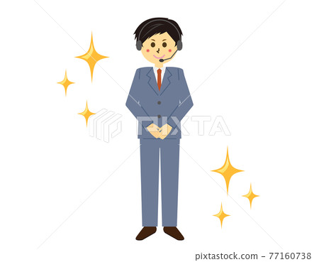 Vector illustration of a telephone operator wearing a headset Male 77160738
