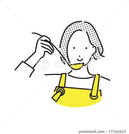 簡單的插圖女人品嚐食物 簡單的插圖女人品嚐食物 77162620