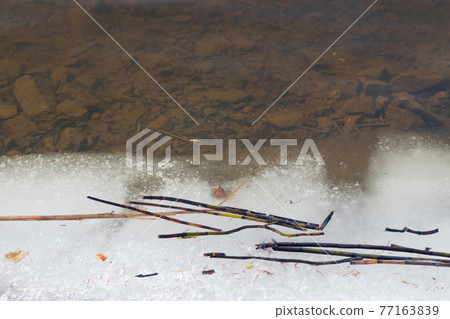 Melting ice on river. Spring is coming. Melting ice on river. Spring is coming. 77163839
