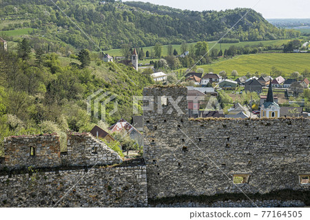 View from Beckov castle to the village, Slovakia View from Beckov castle to the village, Slovakia 77164505