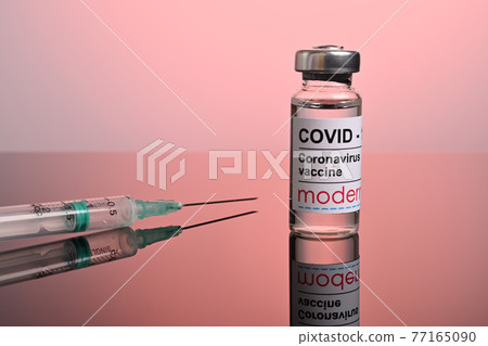 Moderna Vaccine with Syringe for Covid-19 Inoculation Moderna Vaccine with Syringe for Covid-19 Inoculation 77165090