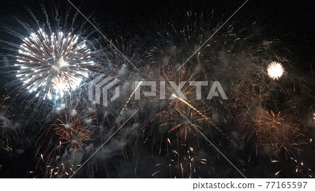 Fireworks at the Ashida River Fireworks Festival in Fukuyama City, Hiroshima Prefecture Fireworks at the Ashida River Fireworks Festival in Fukuyama City, Hiroshima Prefecture 77165597