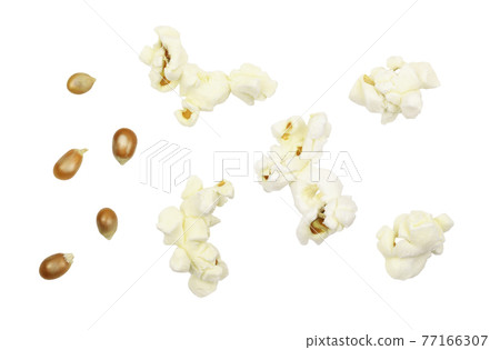 Set of raw and cooked popcorn 77166307