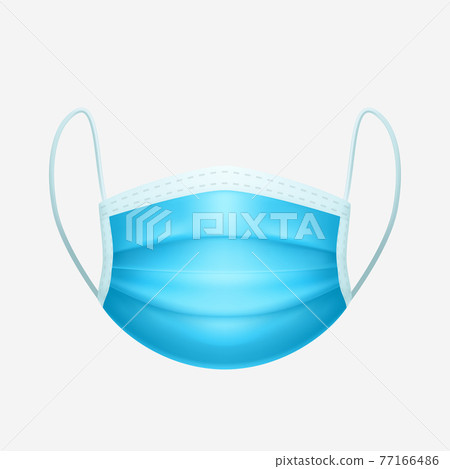 front view to realistic blue face mask 77166486