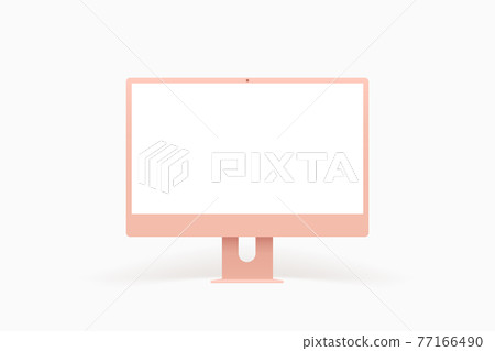 front view desktop computer template on white 77166490