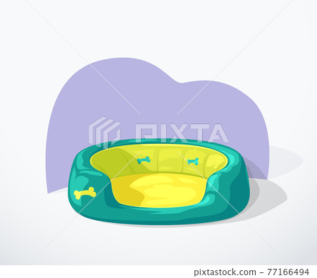 cartoon green color dog bed on white 77166494