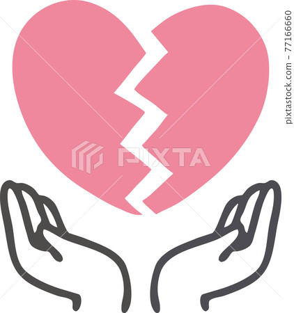 Illustration material of the hand holding a broken heart Illustration material of the hand holding a broken heart 77166660