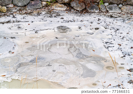 A photo of a mud volcano at the tourist attraction "Unzen Hell" in Nagasaki Prefecture in Japan 77166831