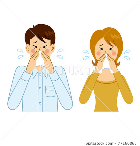 Men and women who blow their noses - Stock Illustration [77166863] - PIXTA