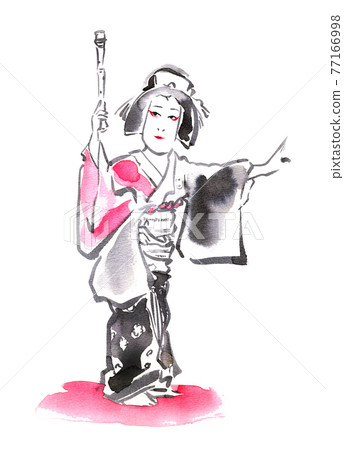 Kabuki, female Date, ink painting Kabuki, female Date, ink painting 77166998