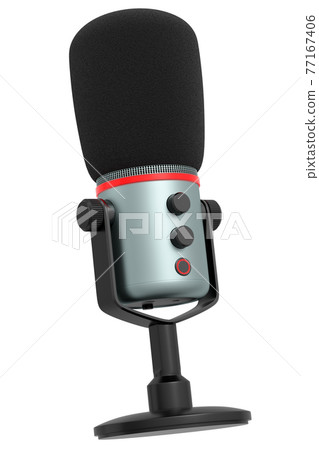 3D rendering of studio condenser microphone isolated on white background 77167406