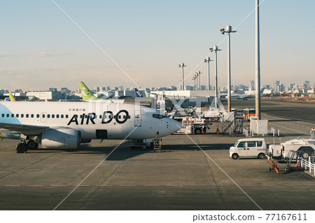 在羽田機場等待起飛的飛機 77167611