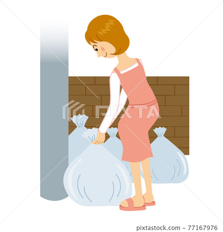 A woman who puts out garbage 77167976