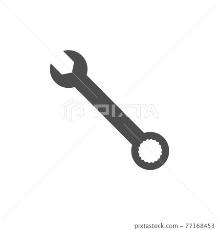 Wrench icon, spanner symbol. Vector illustration, flat design. Wrench icon, spanner symbol. Vector illustration, flat design. 77168453