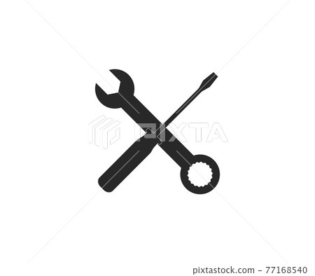 Screwdriver and wrench icon. Vector illustration, flat design. 77168540