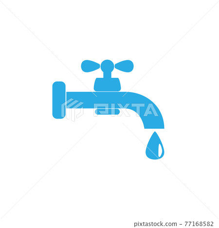 Faucet icon, water tap sign. Blue silhouette. Vector illustration. Flat design. 77168582
