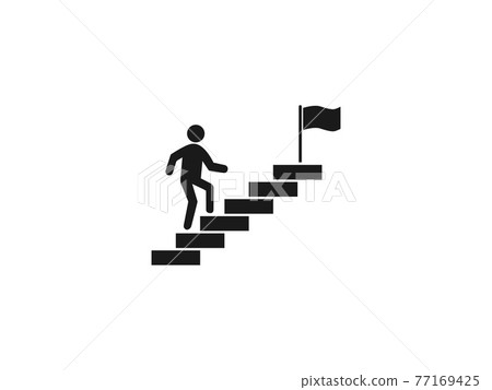Stairs, stairwell, walks up icon. Vector illustration, flat design. 77169425