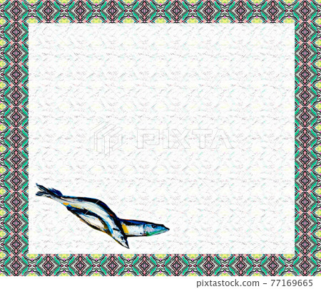 Message card with a picture of saury 77169665